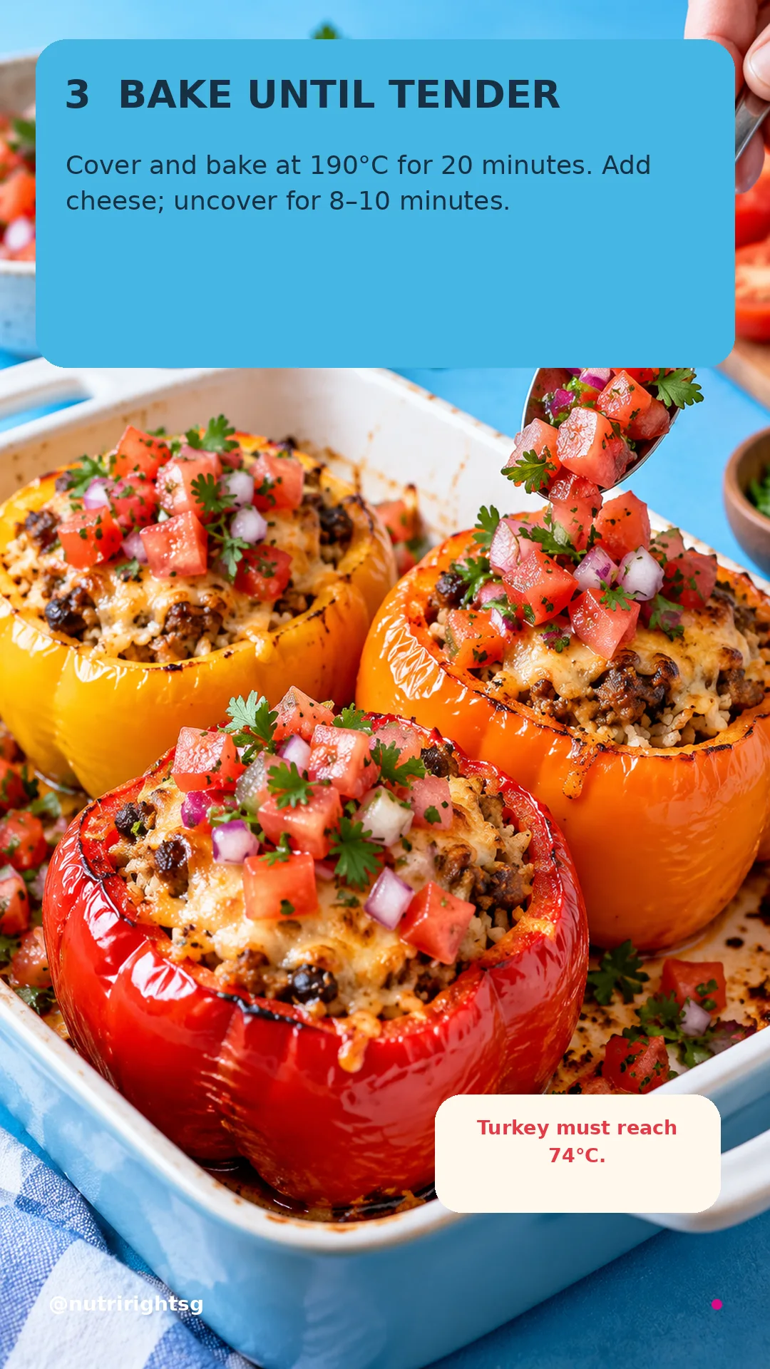 Colourful Stuffed Peppers — cooking step (slide 5 of 7)