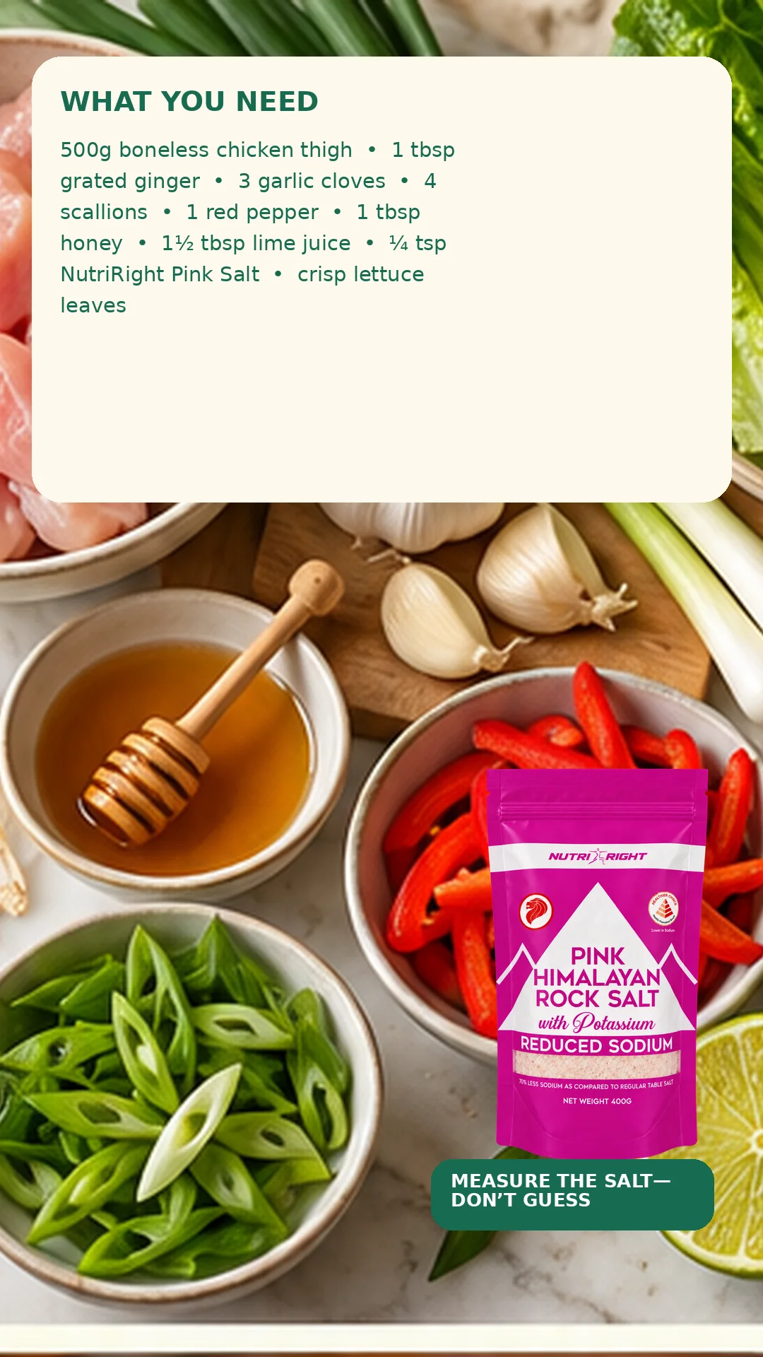 Ginger-Scallion Chicken Lettuce Cups — ingredients (slide 2 of 7)