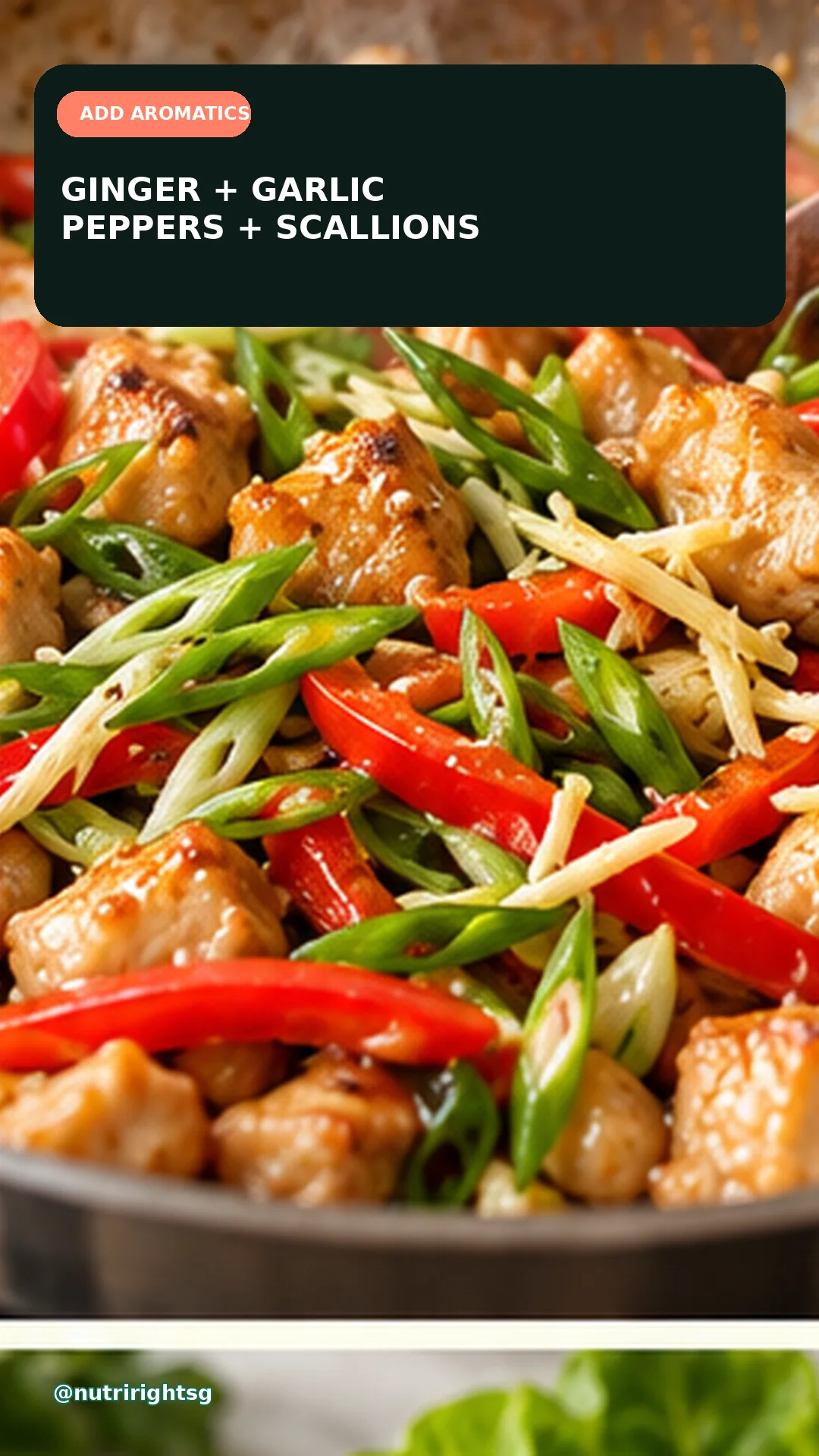 Ginger-Scallion Chicken Lettuce Cups — cooking step (slide 5 of 7)