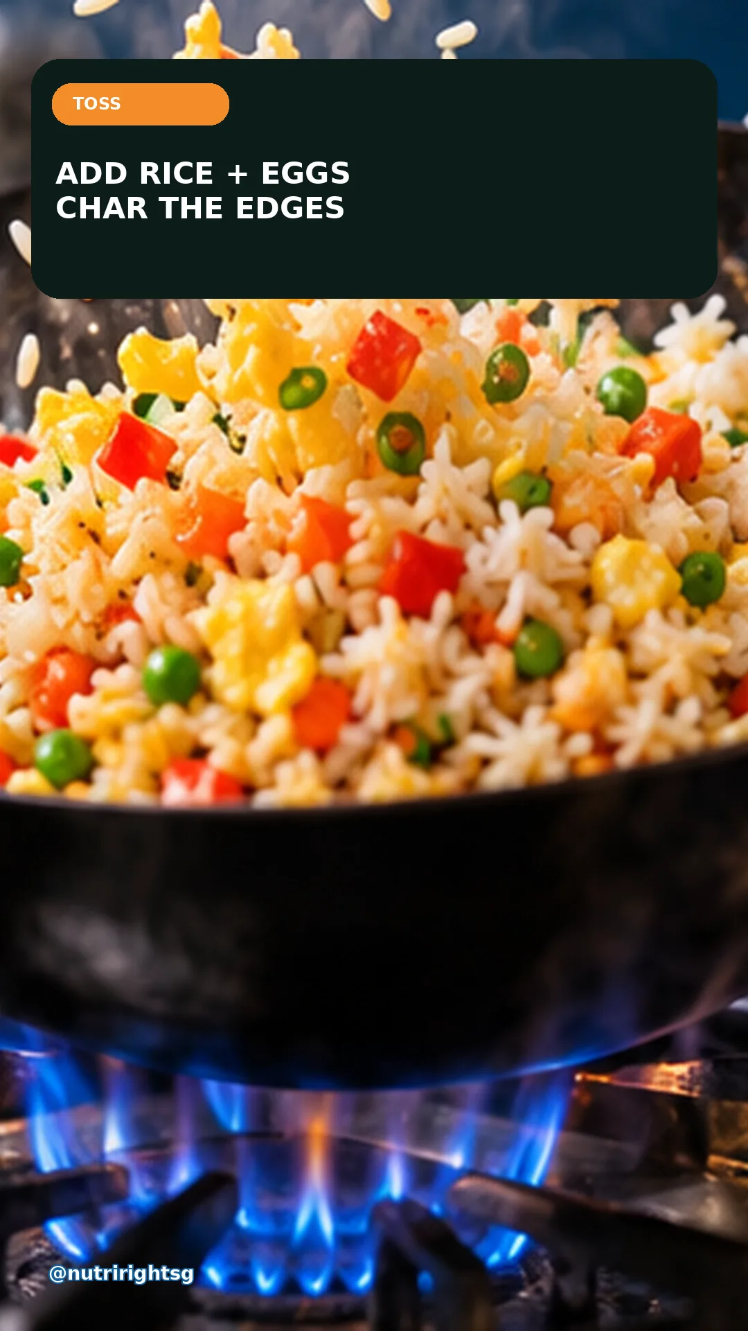 Rainbow Egg Fried Rice — finishing step (slide 6 of 7)