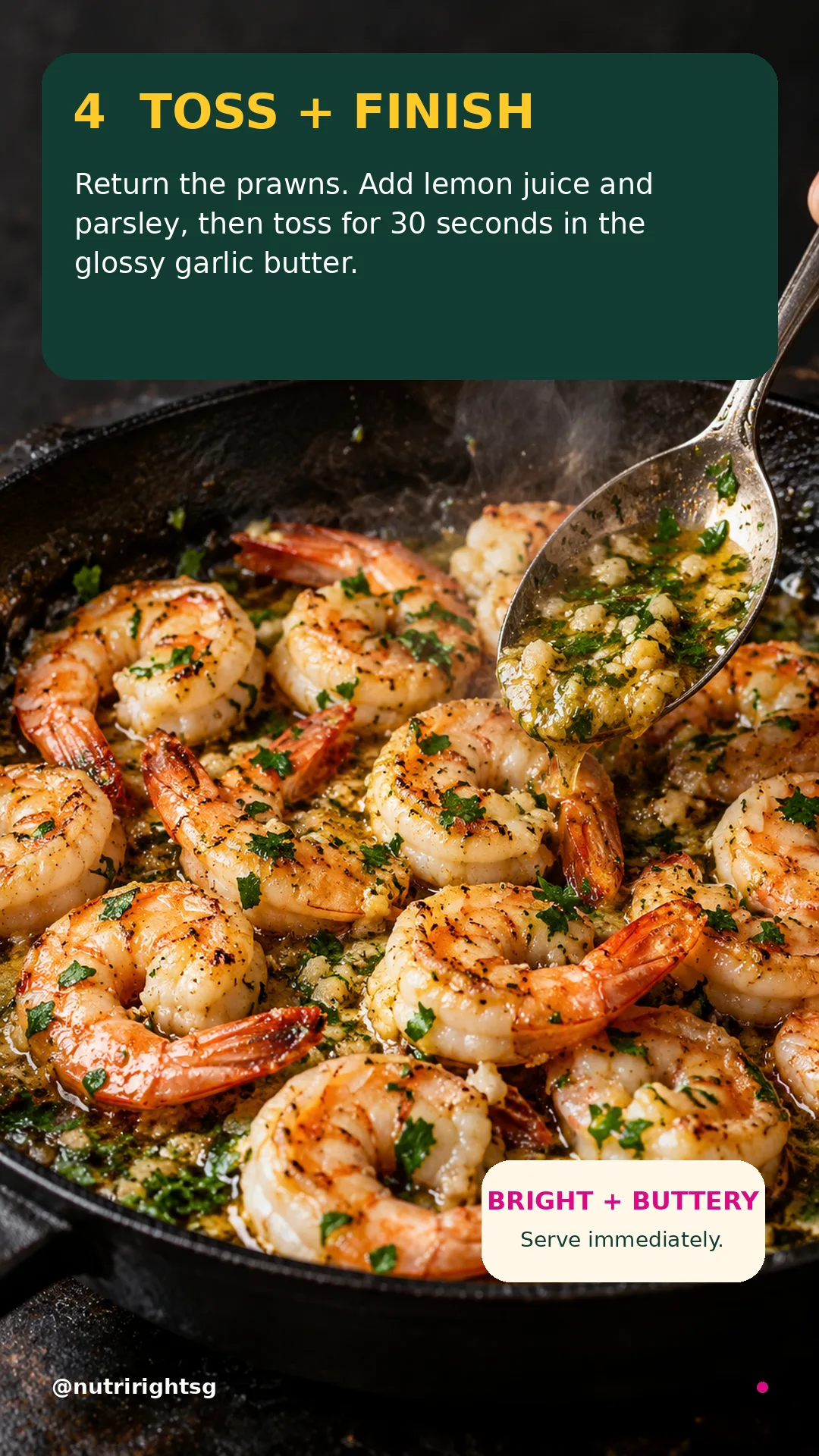 Sizzling Garlic-Butter Prawns — finishing step (slide 6 of 7)