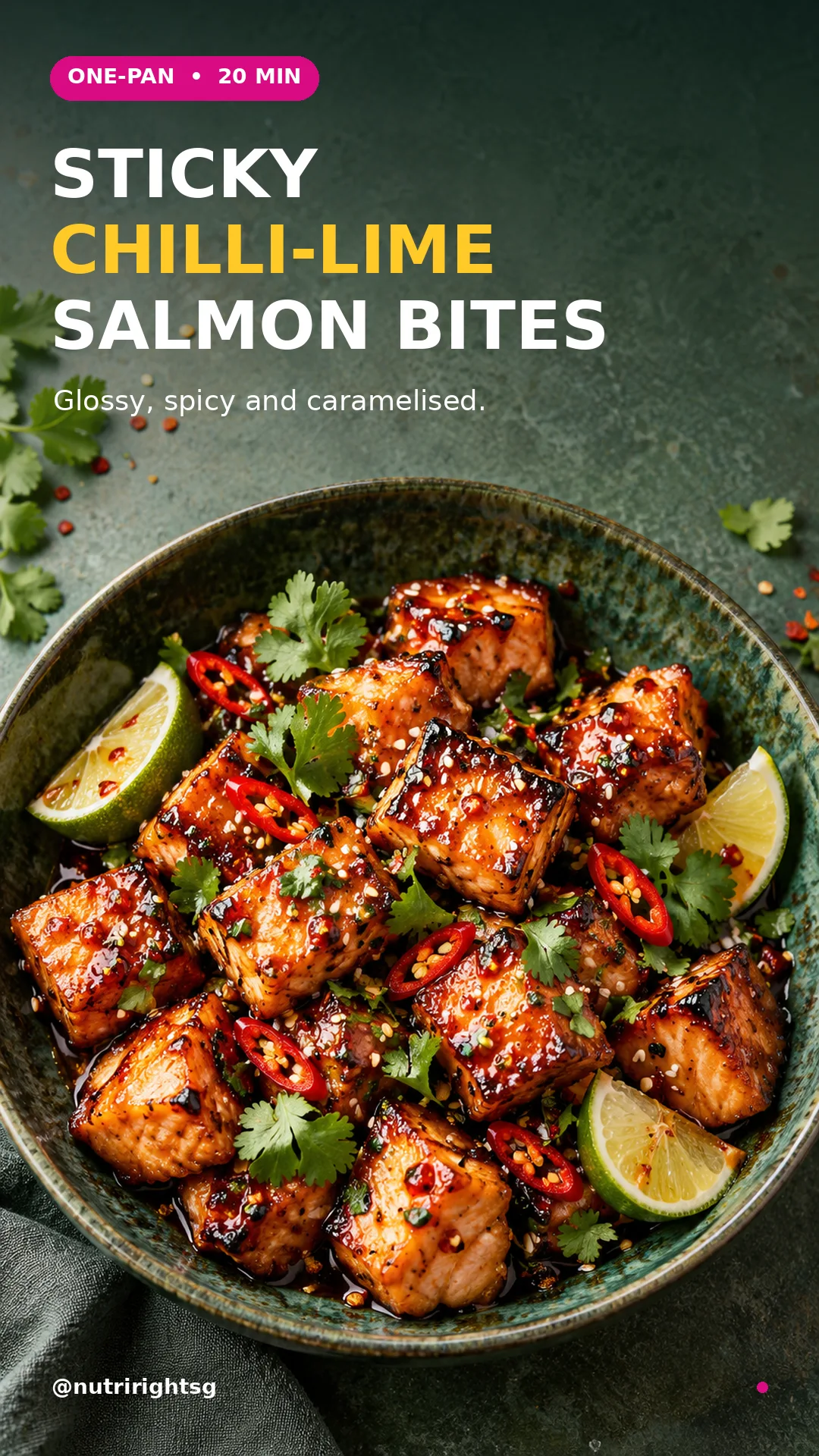 Sticky Chilli-Lime Salmon Bites recipe cover