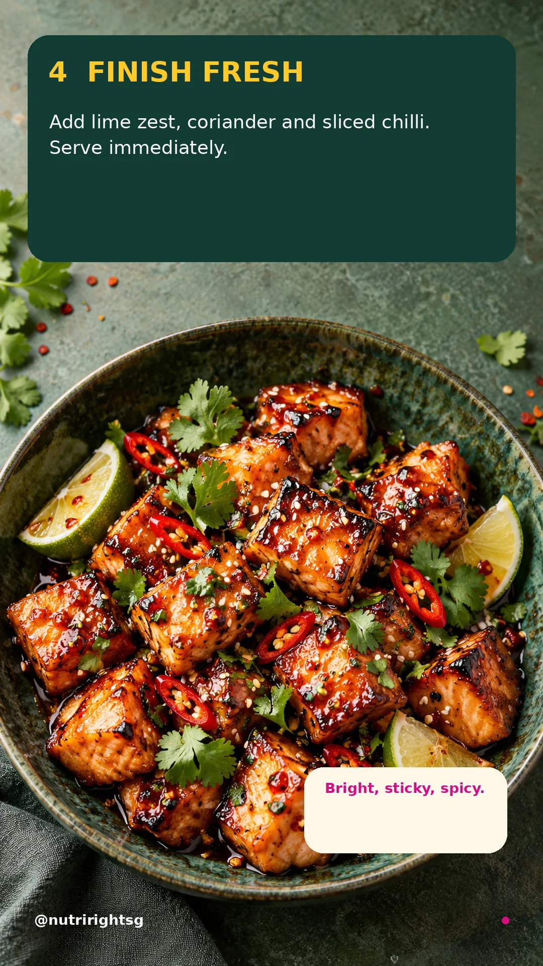 Sticky Chilli-Lime Salmon Bites — finishing step (slide 6 of 7)