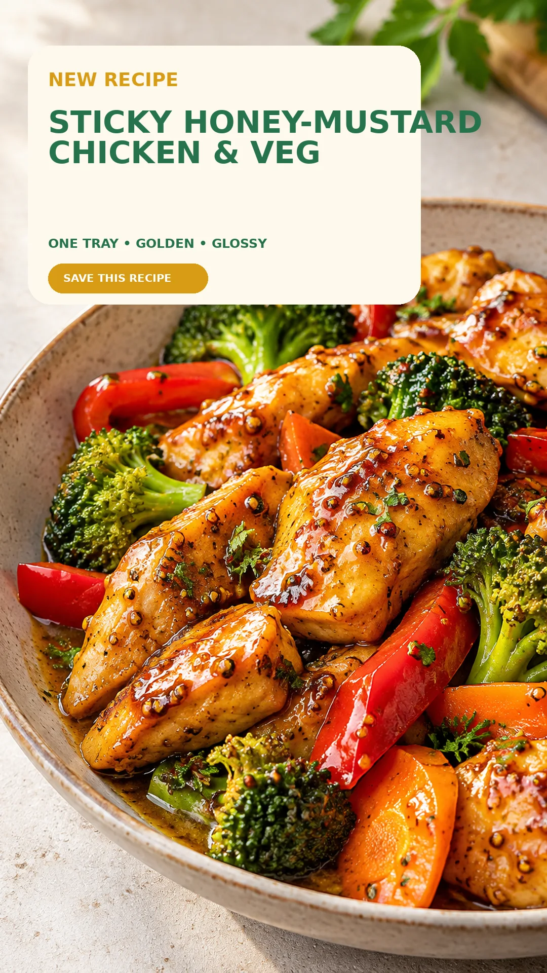Sticky Honey-Mustard Chicken & Veg recipe cover