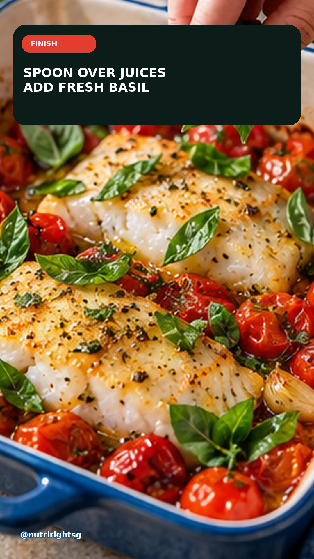 Tomato-Basil Baked Fish — finishing step (slide 6 of 7)